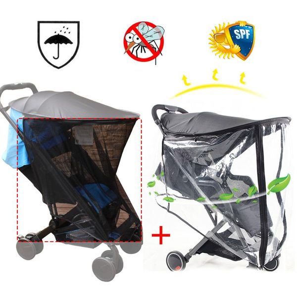 

stroller parts & accessories waterproof rain mos-quito cover transparent wind dust shield zipper open raincoat for strollers pushchairs