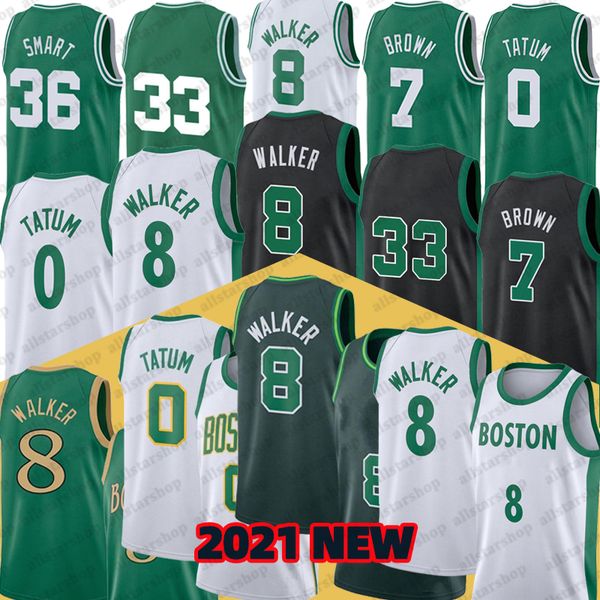

2021 new jersey kemba 8 walker jayson 0 tatum jaylen 36 smart jayson 7 brown rondo kevin 5 garnett paul 20 allen 34 pierce basketball jersey, Black;red