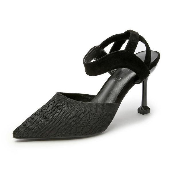 

dress shoes pointed stilettos comfortable summer breathable sandals hollow black women 2021