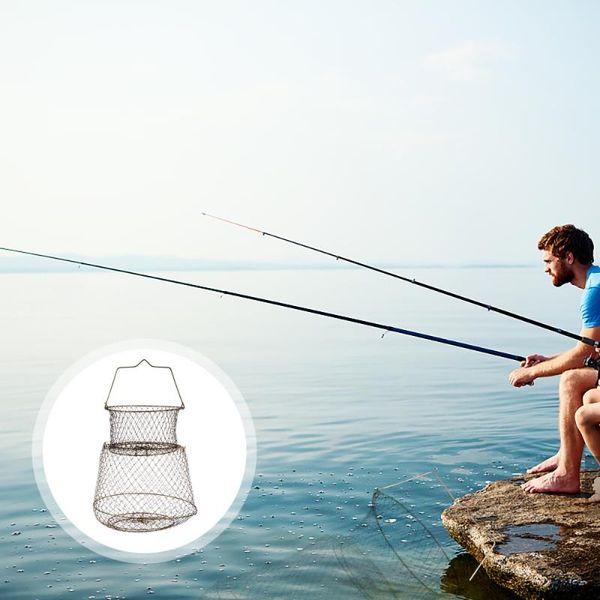 

fishing accessories net folding fish shrimp mesh cage trap for fisherman