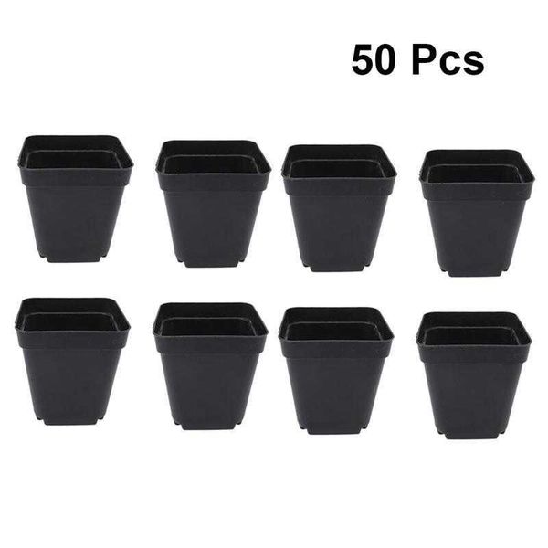 50pcs Pots de fleurs Pot de plantes dessin animé carré mignon en plastique créatif Mini Pots de fleurs porte-fleurs Pot de fleurs Vase pour Y0910