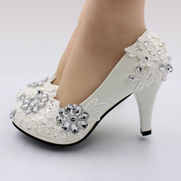 

dress shoes high heels woman white lace crystal silver rhinestones handmade luxury bridal wedding in stock heel 3 inch nq185, Black