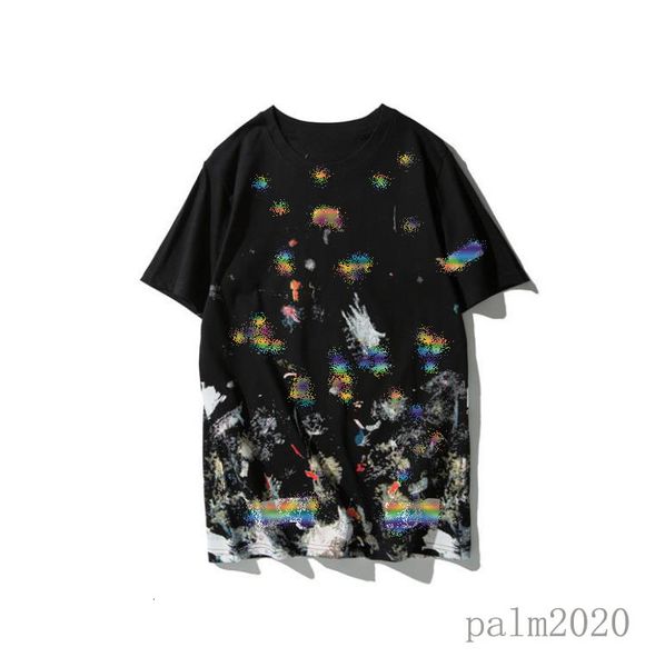 

fashion mens t-shirts summer starry sky fireworks print tide brand loose round neck men tees m-xxl, White;black
