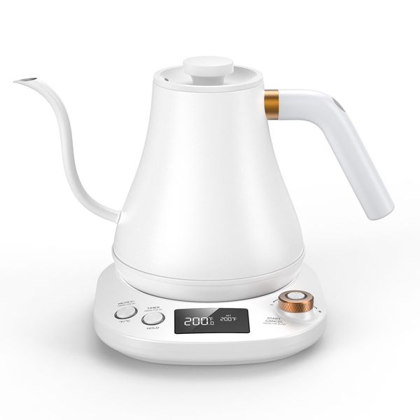 

willsence electric gooseneck kettle with temperature control, 1200w pour for coffee and tea, 100% stainless steel inner lid & bottom