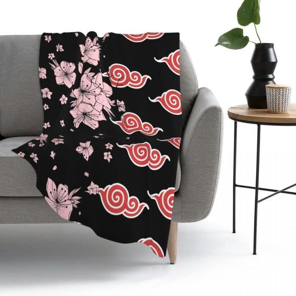 

blankets japanese sakura with red cloud pattern anime5 throw blanket bedspread bed sofa flannel warm bedding home travel