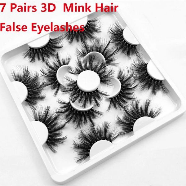 

7pairs 25mm 3d mink false eyelashes handmade wispy fluffy hair lash extension dramatic long lashes eye makeup tools1