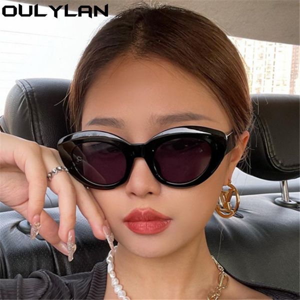 

oulylan cat eye fashion sunglasses women vintage designer black glasses sun female uv400 eyewear shades, White;black