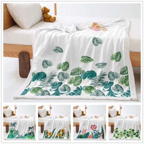 

blankets tropical fleece throw blanket hawaii beach theme sherpa ocean surfing palm tree printed plush green plants