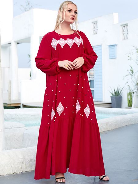

ramadan aid moubarak dresses for women robe longue abaya dubai turkey arabic muslim dress kaftan djelaba femme islamic clothing, Red