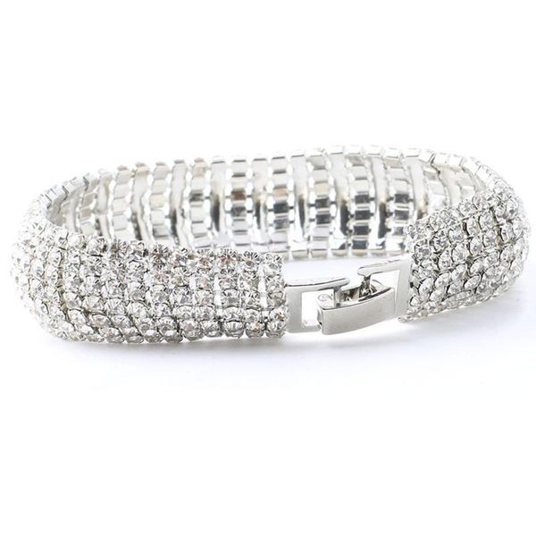 

charm bracelets 1 pc crystal rhinestone jewelry gold/silver color bracelet chain women wedding party diamante lady gift, Golden;silver