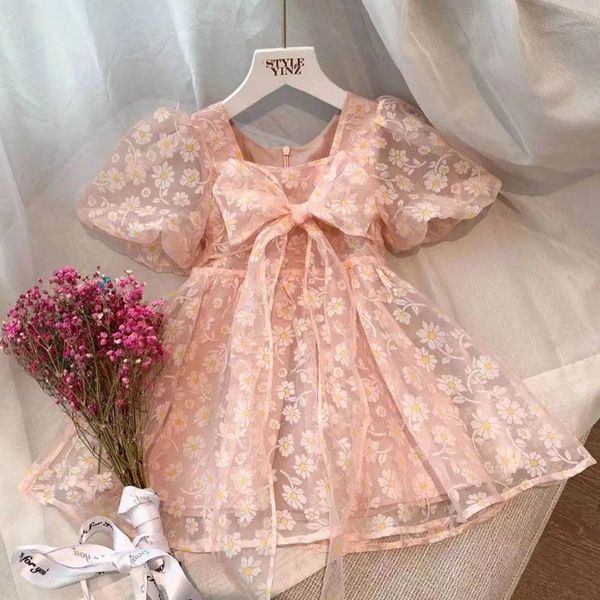 

girl's dresses girls dress fashion flower elegant kids girl clothes 2021 summer baby cute for toddler 7 years birthday princess wear, Red;yellow