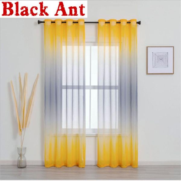 

curtain & drapes 1pc gradient sheer for living room window screen bay three-color upper lower voile fabric drape x-jd979#20
