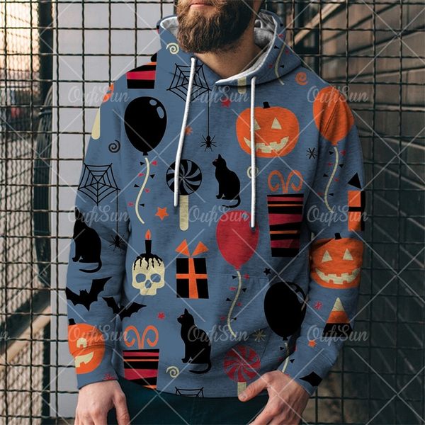 

2021 new men's hoodie animation halloween carnival night 3d printed sweater cool wear, Black