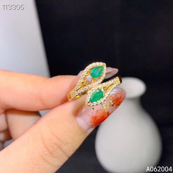 

cluster rings kjjeaxcmy fine jewelry 925 sterling silver inlaid natural gemstone emerald female ring vintage support test selling, Golden;silver