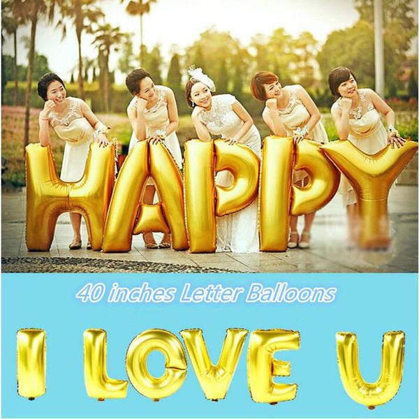 

party decoration 40 inch gold giant letter foil balloons wedding inflatable helium happy birthday letters balloon event supplies