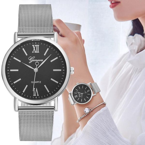 

wristwatches luxury watch women dress bracelet fashion 2021 women's casual quartz mesh band simple dial analog wrist clock, Slivery;brown