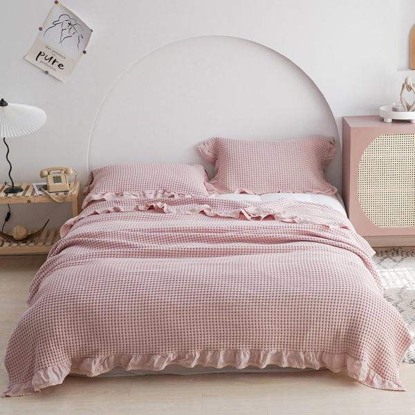 

blankets cotton summer blanket fashion solid color waffle design throw comfortable soft skin friendly bed cover