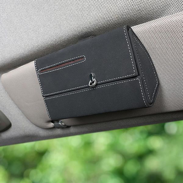 

other interior accessories 2021 car glasses holder clip box suede eyeglasses sunglasses protective sun visor case