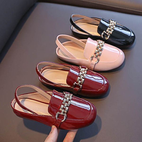 

girls sandals kids shoes children slippers summer soft-soled princess chain baby footwear fashion leather b6992, Black;red