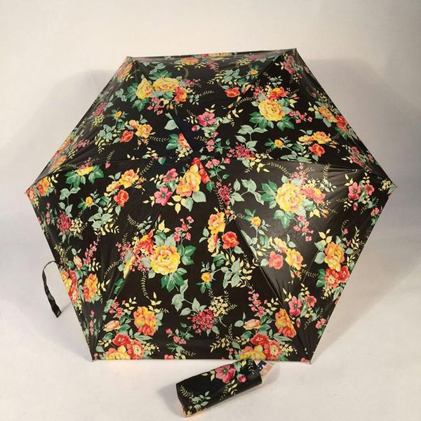 

umbrellas mini pocket umbrella black coating print windproof durable 5 folding sun portable sunscreen female parasol