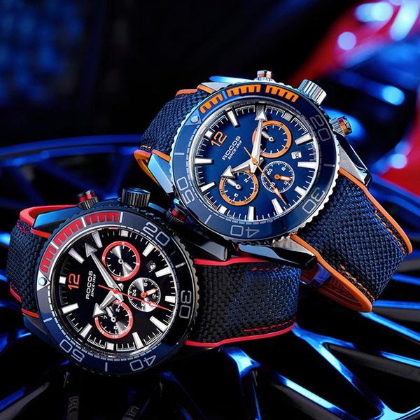 

wristwatches mens watches diving watch multifunction 100m waterproof mechanical sport wrist relogio masculino, Slivery;brown