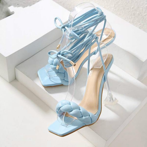 

dress shoes 2021 high heels ladies sandals summer fashion design weave women strange open toe, Black