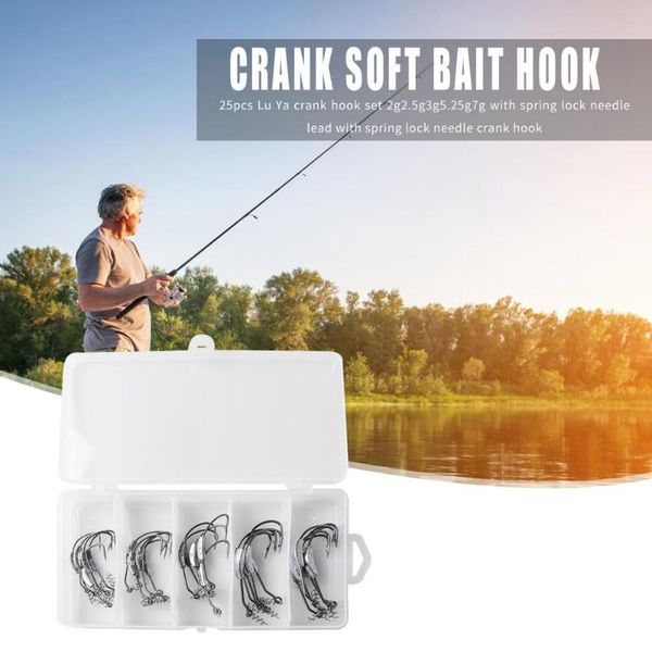 

durable fishhooks classic delicate texture 25x fishing hooks steel crank hook for soft worm bait 2g 2.5g 3g 5.25g 7g silver