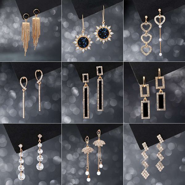 

6 new korean style women's pearl tassel simple fashion net red long earrings, Black