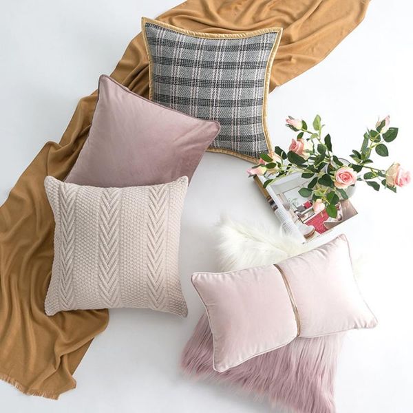 

cushion/decorative pillow solid color cushion cover long hair polyester flannel dust-proof sofa car seat pillowcase easy to clean covers sof