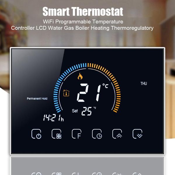 

smart home control wifi thermostat bht-8000 programmable voice app lcd water/gas boiler heating thermoregulator for echo google