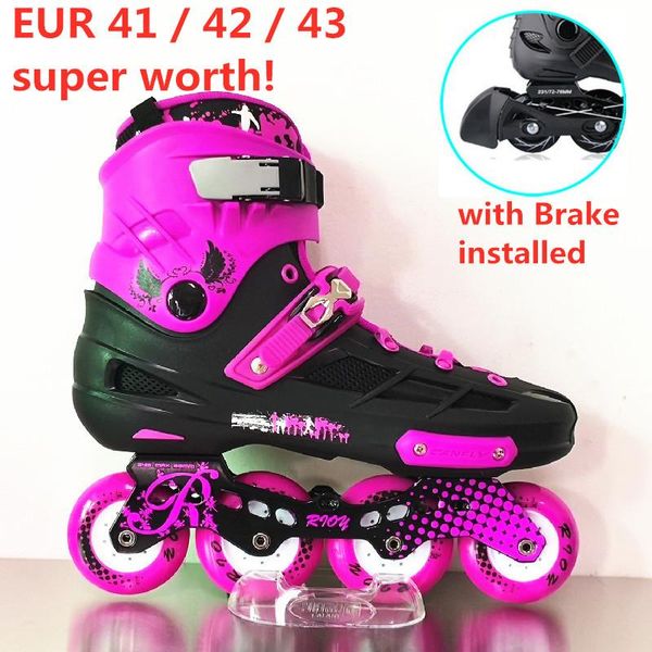 

super worth eu 41 42 43 size white green purple black 4 wheels inline skating shoes with brake ser for female male roll wear & roller sk