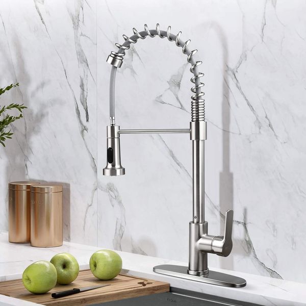 

high arc kitchen faucet with pull down sprayer