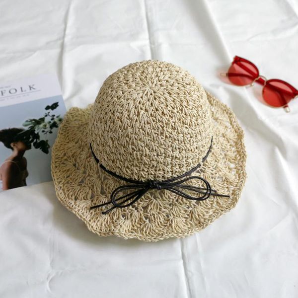

wide brim hats fashion hollow paper folding handmade crochet children sun hat beach kids summer, Blue;gray