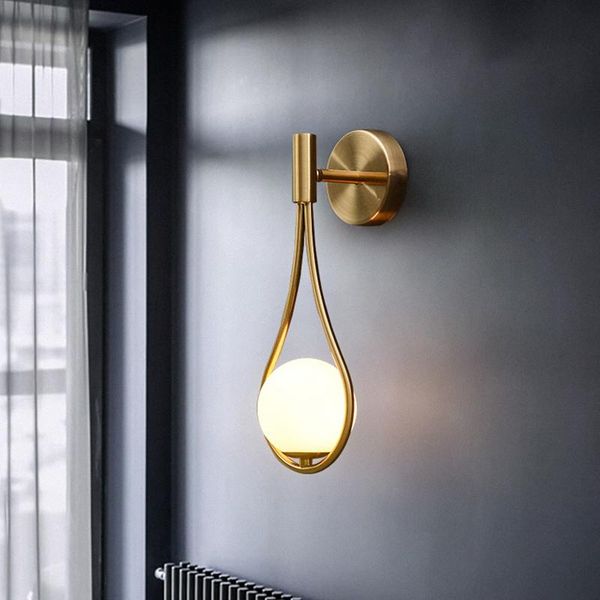 

[outernlux]nordic personality creative living room metal wall lamp fashion modern minimalist model bedside glass bedro