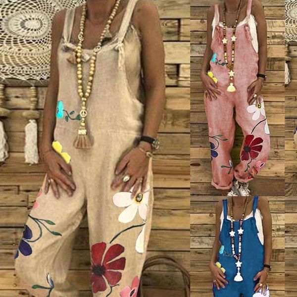 

womens romper 40 women plus size overalls casual loose dungarees baggy playsuit jumpsuit floral printing combinaison, Black;white