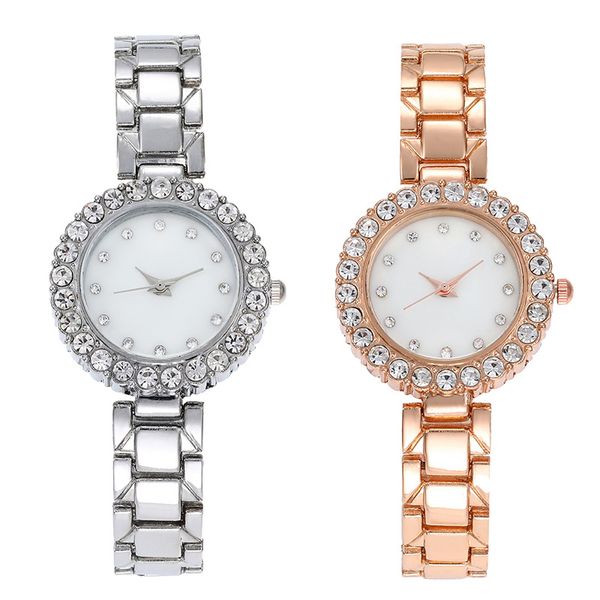 2 Orologio da polso con quadrante diamantato Mop stile 32 mm Nuovo orologio da polso per studenti di tendenza della moda al quarzo