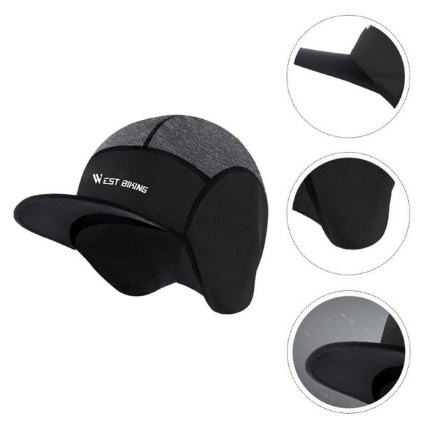 

pc cycling cap with reflective strip warm under helmet earmuffs hat for fall caps & masks, Black