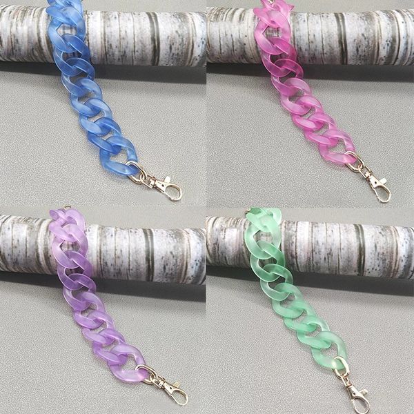 

2021 new acrylic candy-colored transparent bag chain decorative frosted chain bag accessories resin bag chain diy replacement, Silver