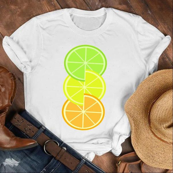 

90s cartoon lemon printing fruit women fashion clothes tee print graphic, White
