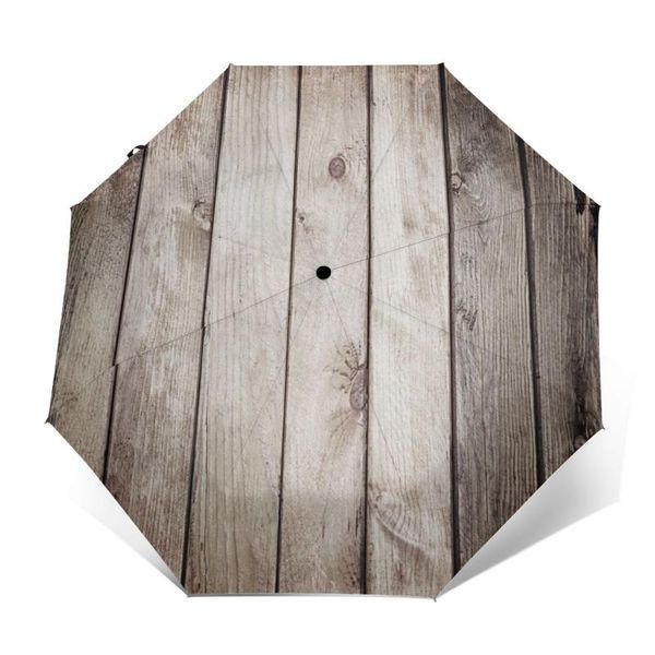 

umbrellas automatic umbrella rustic wooden three-fold women men rain