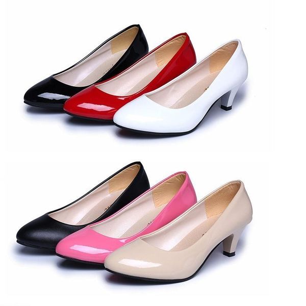 

dress shoes dropshiping patent leather low heels women professional ladies shallow mouth work elegant office, Black