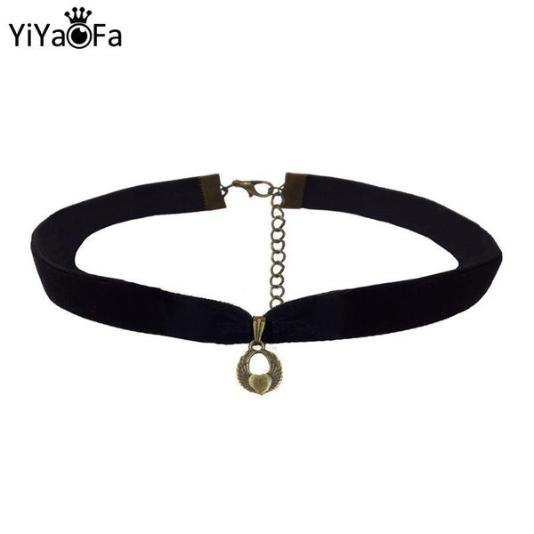 

yiyaofa handmade heart necklace women gothic jewelry vintage statement & pendant choker collar dd-01 chokers, Golden;silver