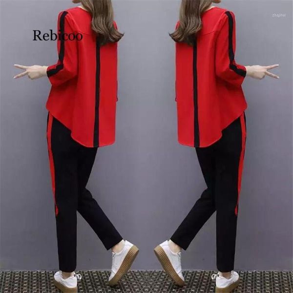 

two piece dress plus size large l- 4xl outfit tracksuit sportswear co-ord set for women and pants ruffles striped clothing, White