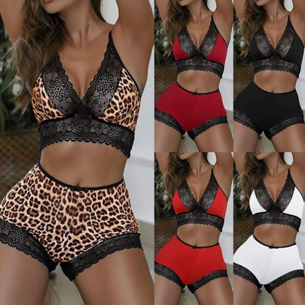 

women's fashion lace lingerie set two-piece set see-through bra panty set sleepwear nightwear female, Red;black