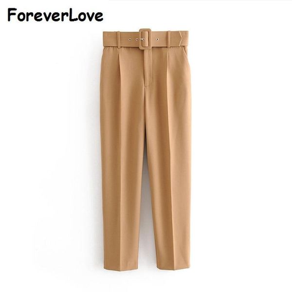 

women's pants & capris women fashion solid color sashes casual slim chic business trousers female fake zipper pantalones mujer retro p5, Black;white