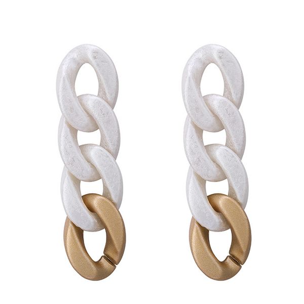 

simple fashion ol earrings geometric 925 silver needle two-color chain earrings complex earrings