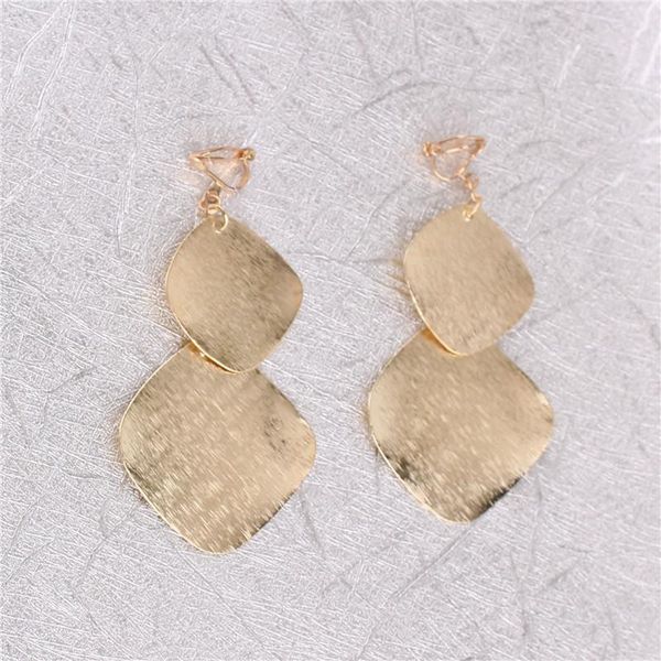 

clip-on & screw back wholesale punk style large geometric shape clip on earrings no pierced for women fashion elegant statement cuff bijoux, Silver