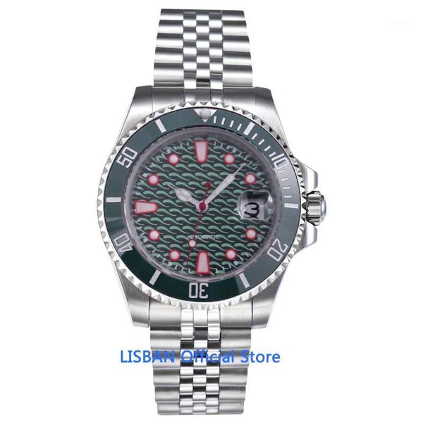 

wristwatches 40mm automatic mechanical mens watch sterile dial business sapphire glass luminous waterproof calendar wristwatch men, Slivery;brown