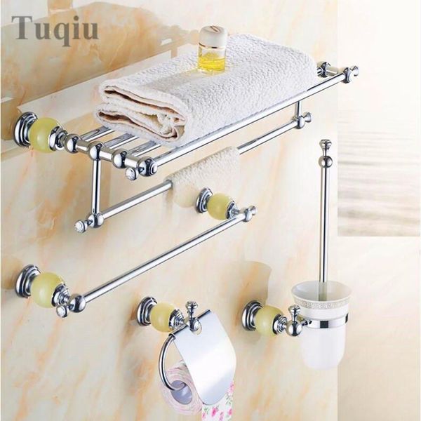 

bath accessory set transportation, all copper materials, green jade base, chrome bathroom hardware pendant