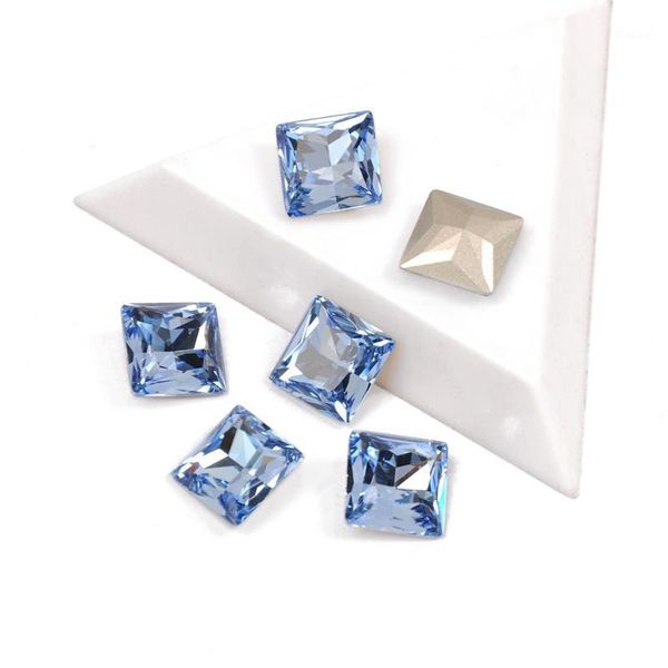 

4447 nails rhinestone lt. sapphire color princess square shape glass rhinestones for 3d nail art gem1, Silver;gold